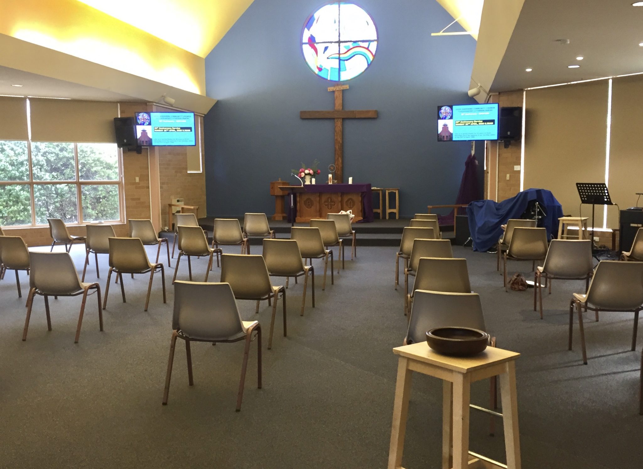 Our final, social-distanced worship space prior to the government closure of worship spaces